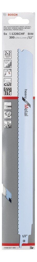 Bosch S 1226 CHF 175mm 5'li Metal Ağır Hizmet Panter Testere 2608657406
