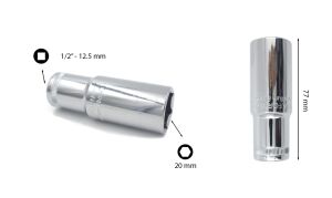 Ceta Form 20 mm 1/2” 6 Köşe Derin Lokma Anahtar C24-H20