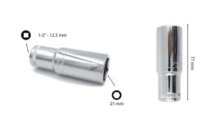 Ceta Form 21 mm 1/2” 6 Köşe Derin Lokma Anahtar C24-H21