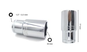 Ceta Form 30 mm 1/2” 6 Köşe Derin Lokma Anahtar C24-H30