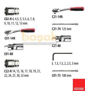 Ceta 4-32 mm Lokma Takımı 1/4'' + 1/2'' Plastik Kutulu 35 parça C20-35PH4