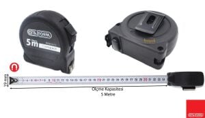 Ceta Form Profesyonel 5 mt x 19 mm Mıknatıslı Şerit Metre P05B-0519