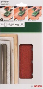 Bosch Zımpara Kağıdı 10'lu 115x230mm 60 Kum 14 Delik 2609256B20