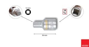 Ceta From 12 mm 3/8'' Kare Uçlu Karter Tapa Lokması N14-12S12