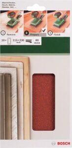 Bosch Zımpara Kağıdı 10'lu 115x230mm 80 Kum 14 Delik 2609256B21