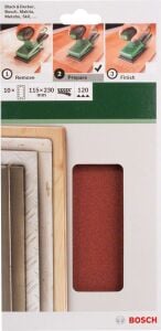 Bosch Zımpara Kağıdı 10'lu 115x230mm 120 Kum 14 Delik 2609256B22