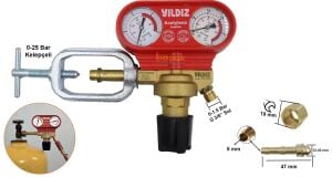 Yıldız 5312S 0-1,5 Bar Asetilen Basınç Düşürücü Saat (Kelepçeli)