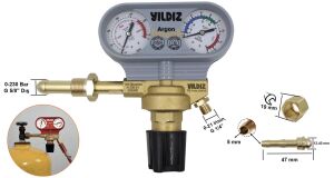 Yıldız 5340S 0-21 L/dk Argon Basınç Düşürücü Saat