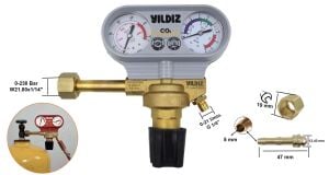 Yıldız 5350S 0-21 L/min. CO2 Karbondioksit Basınç Düşürücü Saat