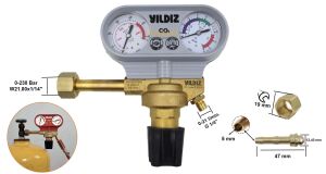 Yıldız 5350S 0-21 L/min. CO2 Karbondioksit Basınç Düşürücü Saat