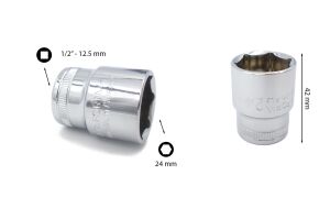 Ceta Form 24 mm 1/2” 6 Köşe Lokma Anahtar C22-H24