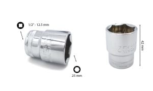 Ceta Form 25 mm 1/2” 6 Köşe Lokma Anahtar C22-H25