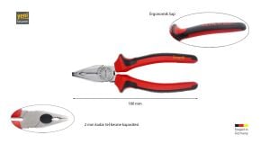 Ceta Form 180 mm Kombine Pense Parlak Krom-DuoTech Sap E01-11-0180