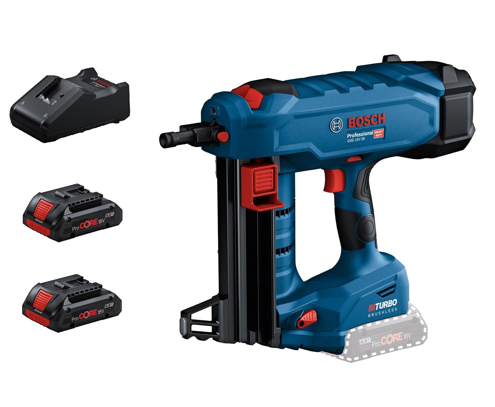 Bosch GNB 18V-38 Çift Akülü Çivi Çakma Tabancası 2 x 4 Ah