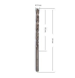 MTE 7,5 mm Uzun Metal Matkap Ucu HSS DIN 340