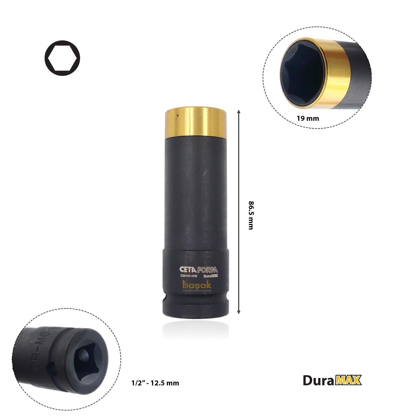Ceta Form 19 mm 1/2'' Duramax Havalı Bijon Lokma Anahtarı C64W-H19 Ceta Form 19 mm 1/2'' Duramax Havalı Bijon Lokma Anahtarı C64W-H19