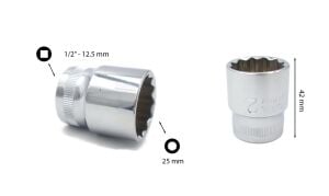 Ceta Form 25 mm 1/2” 12 Köşe Yıldız Lokma Anahtar C22-B25