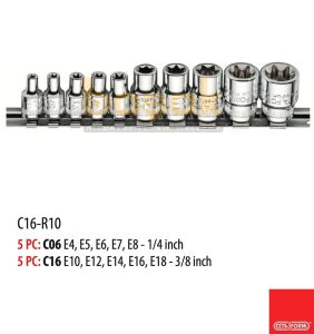 Ceta Form 10 Parça 1/4-3/8 inç Dış Torx Lokma Takımı C16-R10