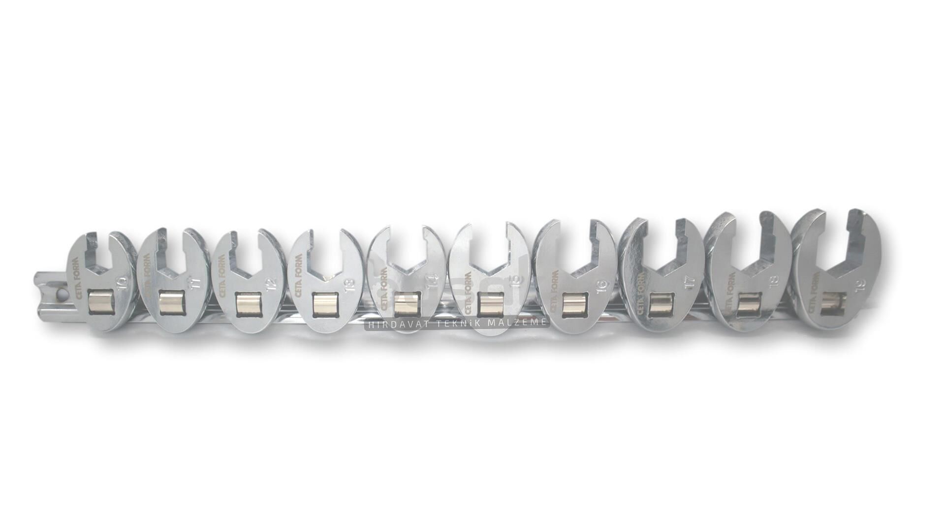 Ceta Form 10-19 mm 10 Parça 3/8'' Karga Ayağı Anahtar Takımı C15-RH10