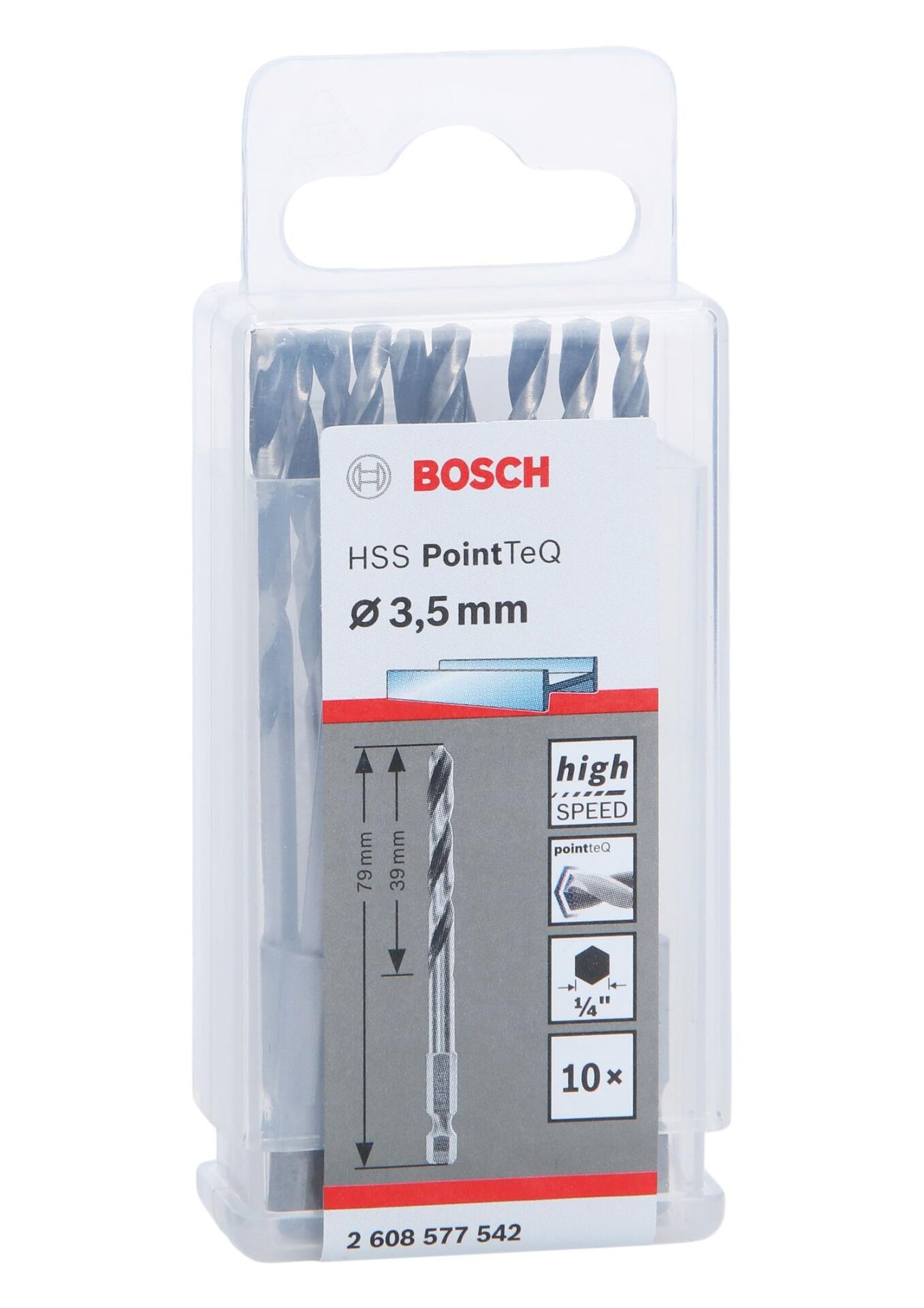 PoinTeQ  3,5mm 1/4 Adap. Metal Matkap Ucu 10'lu 2608577542 Bosch