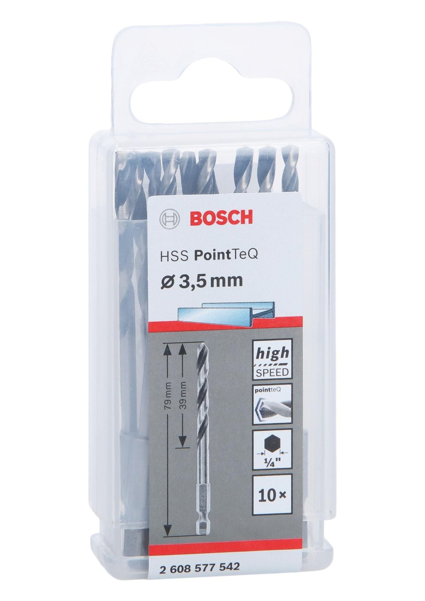 PoinTeQ  3,5mm 1/4 Adap. Metal Matkap Ucu 10'lu 2608577542 Bosch