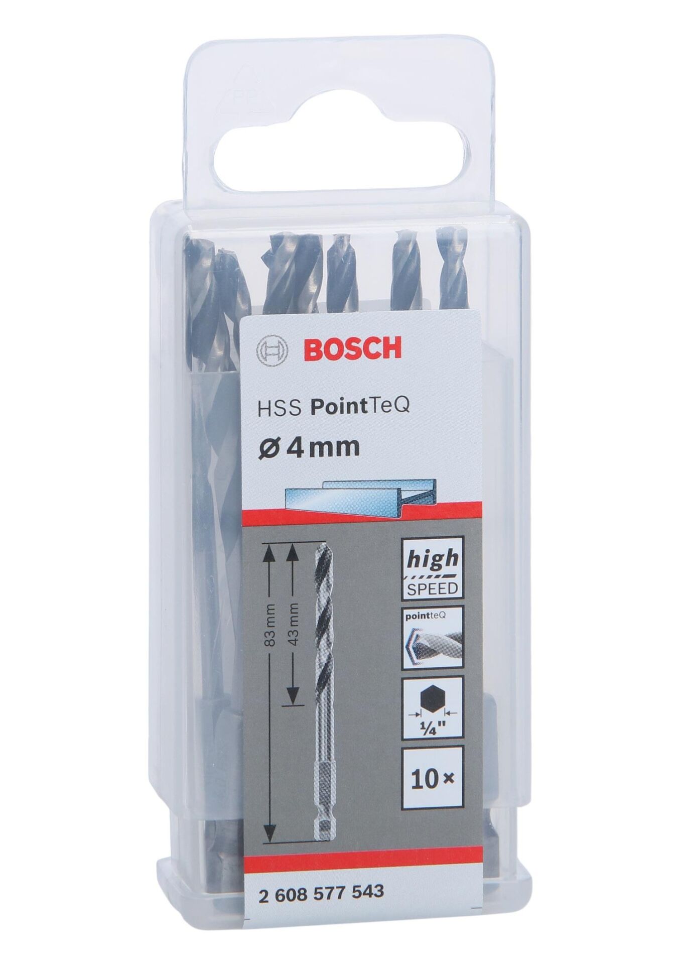 PoinTeQ  4mm 1/4 Adap. Metal Matkap Ucu 10'lu 2608577543 Bosch