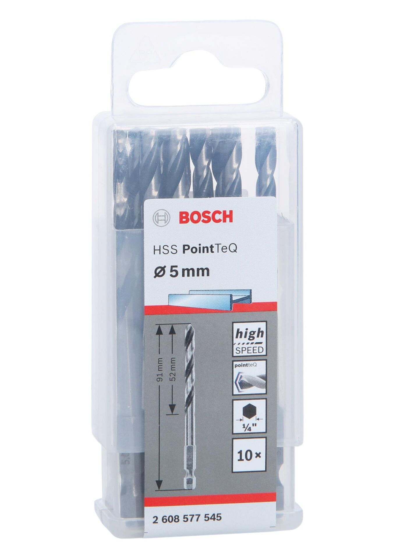 PoinTeQ  5mm 1/4 Adap. Metal Matkap Ucu 10'lu 2608577545 Bosch