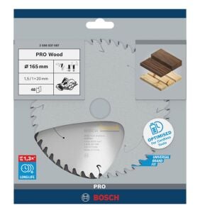 Bosch 165*20 mm 48 Diş Akülü Makineler için Ahşap Testere Bıçağı 2608837687