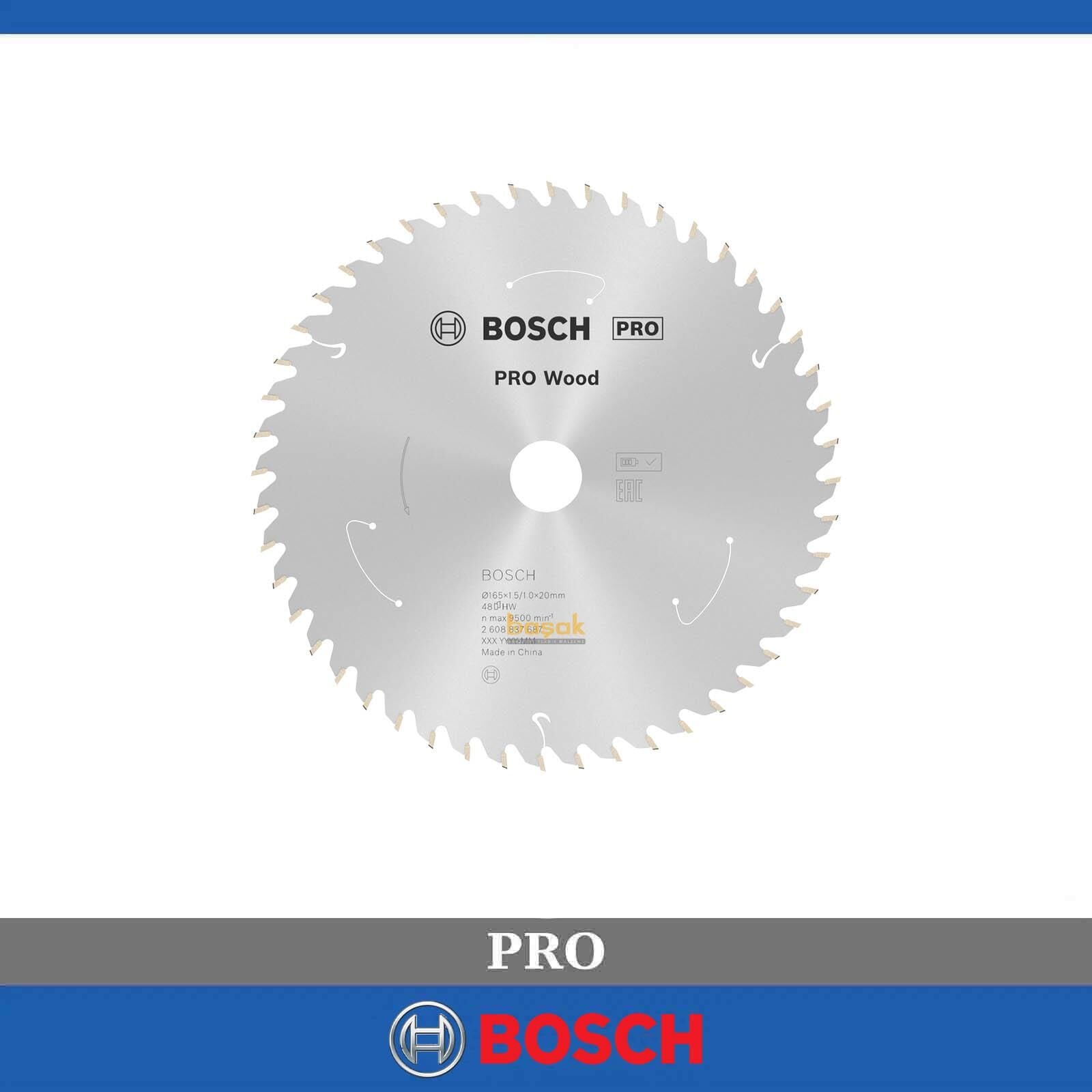 Bosch 165*20 mm 48 Diş Akülü Makineler için Ahşap Testere Bıçağı 2608837687