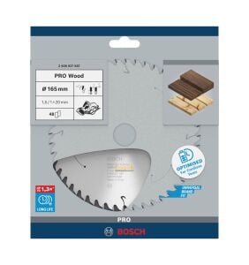 Bosch 165*20 mm 48 Diş Akülü Makineler için Ahşap Testere Bıçağı 2608837687
