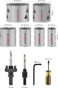 Bosch Pro Multi 12 Parça Vidalı Panç Seti 22-64 mm 2608900524