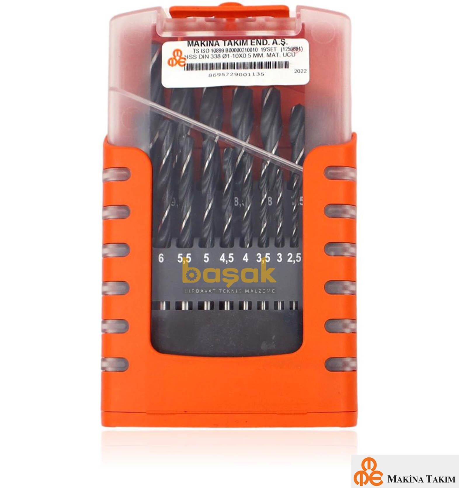 MTE 19 Parça 1-10 mm Buçuklu Metal Matkap Ucu Seti HSS