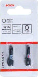 Bosch ImpactC Torx Bits Ucu T20 x 25 mm 2'li 2608522474