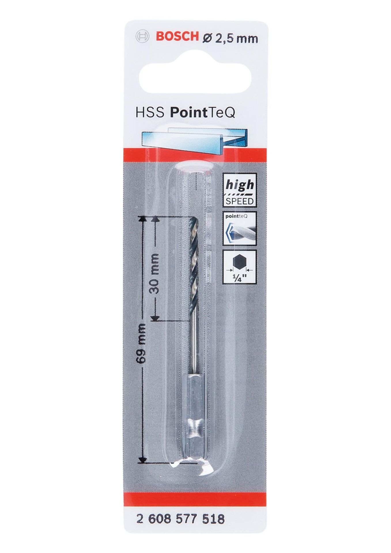 PoinTeQ 2,5mm 1/4 Adap. Metal Matkap Ucu 1'li 2608577518 Bosch