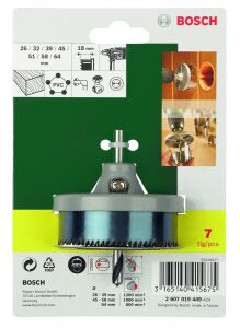 26 - 64 mm Geçmeli Ahşap Panç Seti D:18 mm 7 Parça BOSCH 2607019449