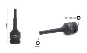 Ceta Form 6 mm 1/2” Havalı Allen (Alyan) Uçlu Lokma C68-H06