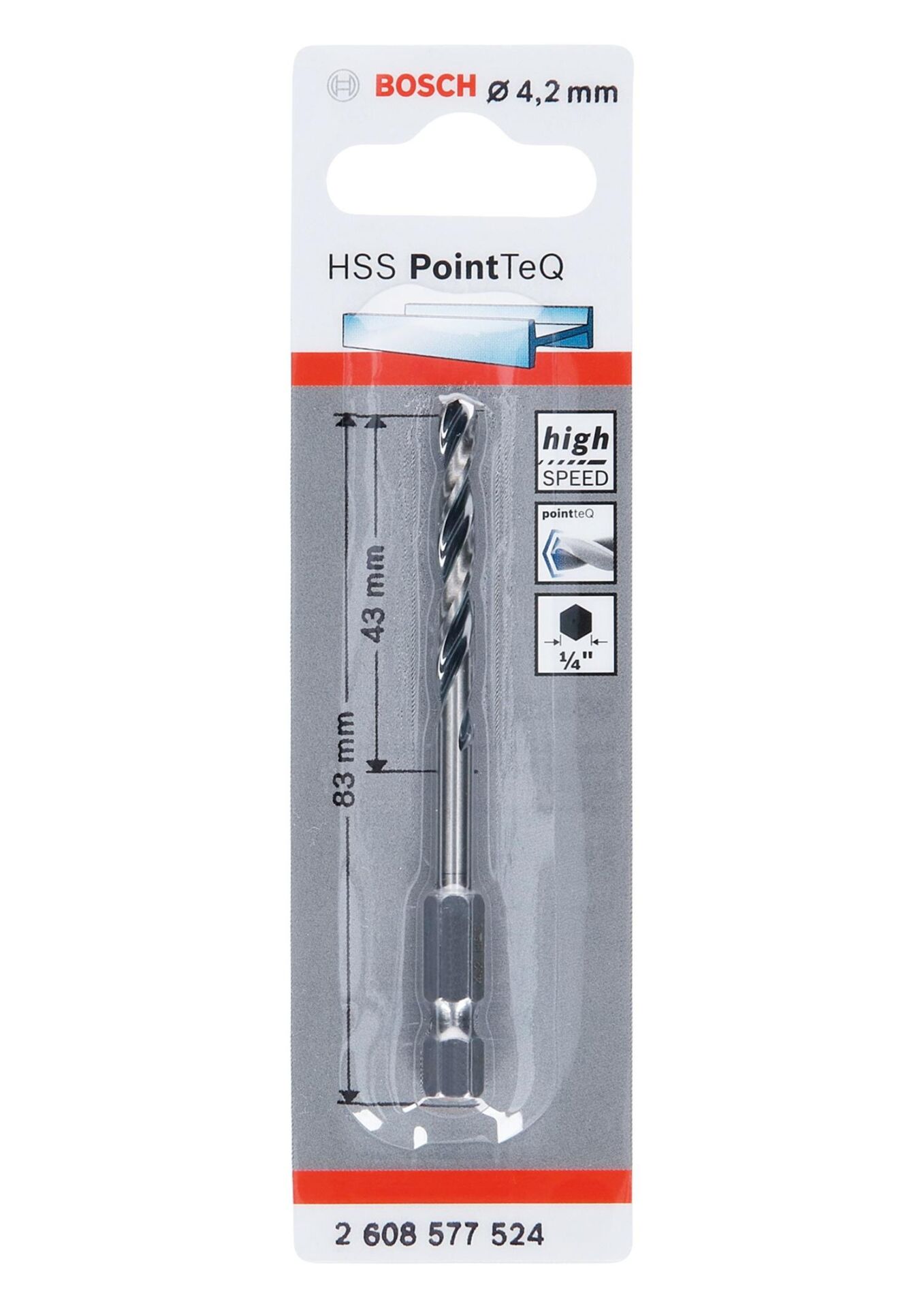 PoinTeQ 4,2mm 1/4 Adap. Metal Matkap Ucu 1'li 2608577524 Bosch