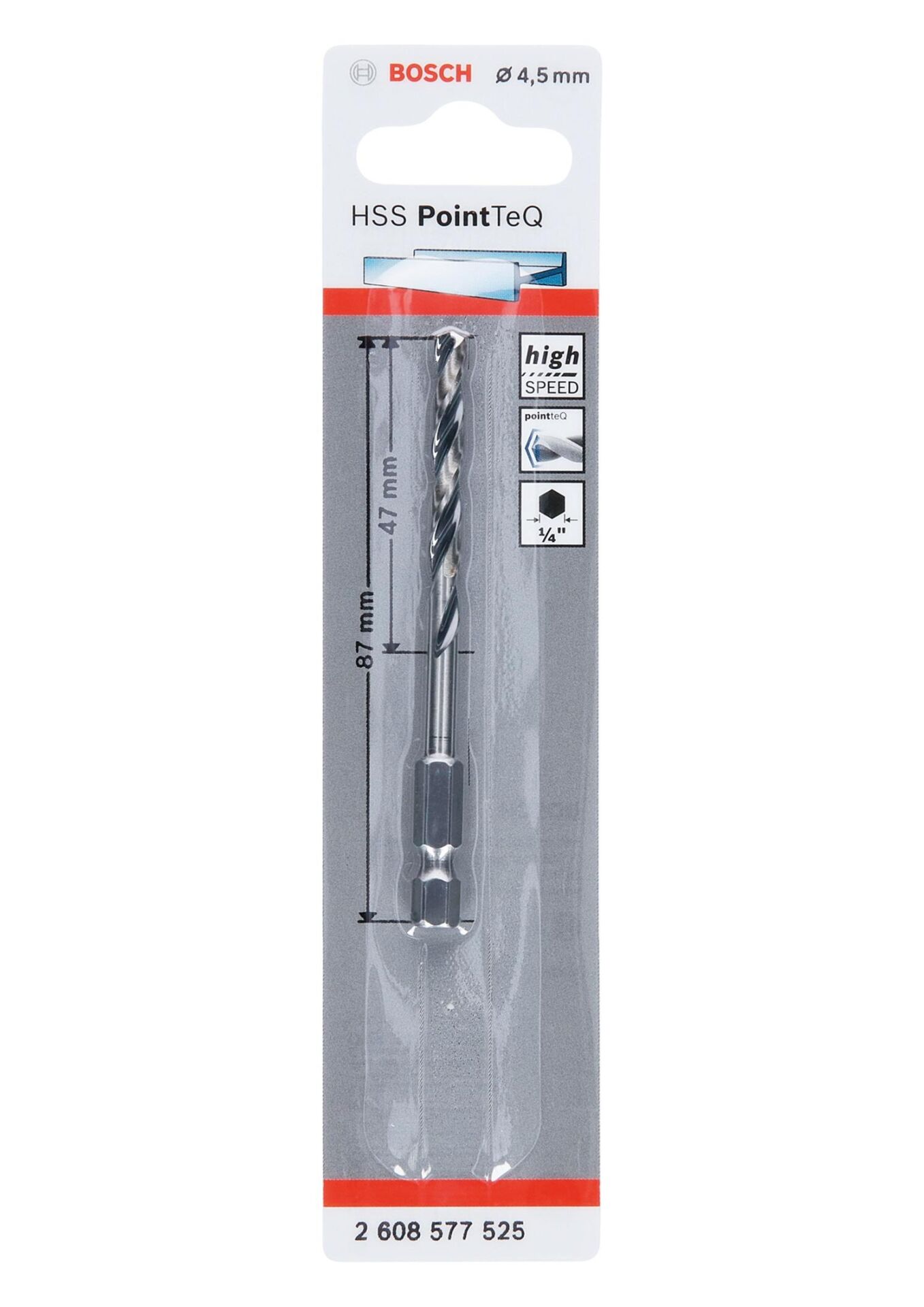 PoinTeQ 4,5mm 1/4 Adap. Metal Matkap Ucu 1'li 2608577525 Bosch