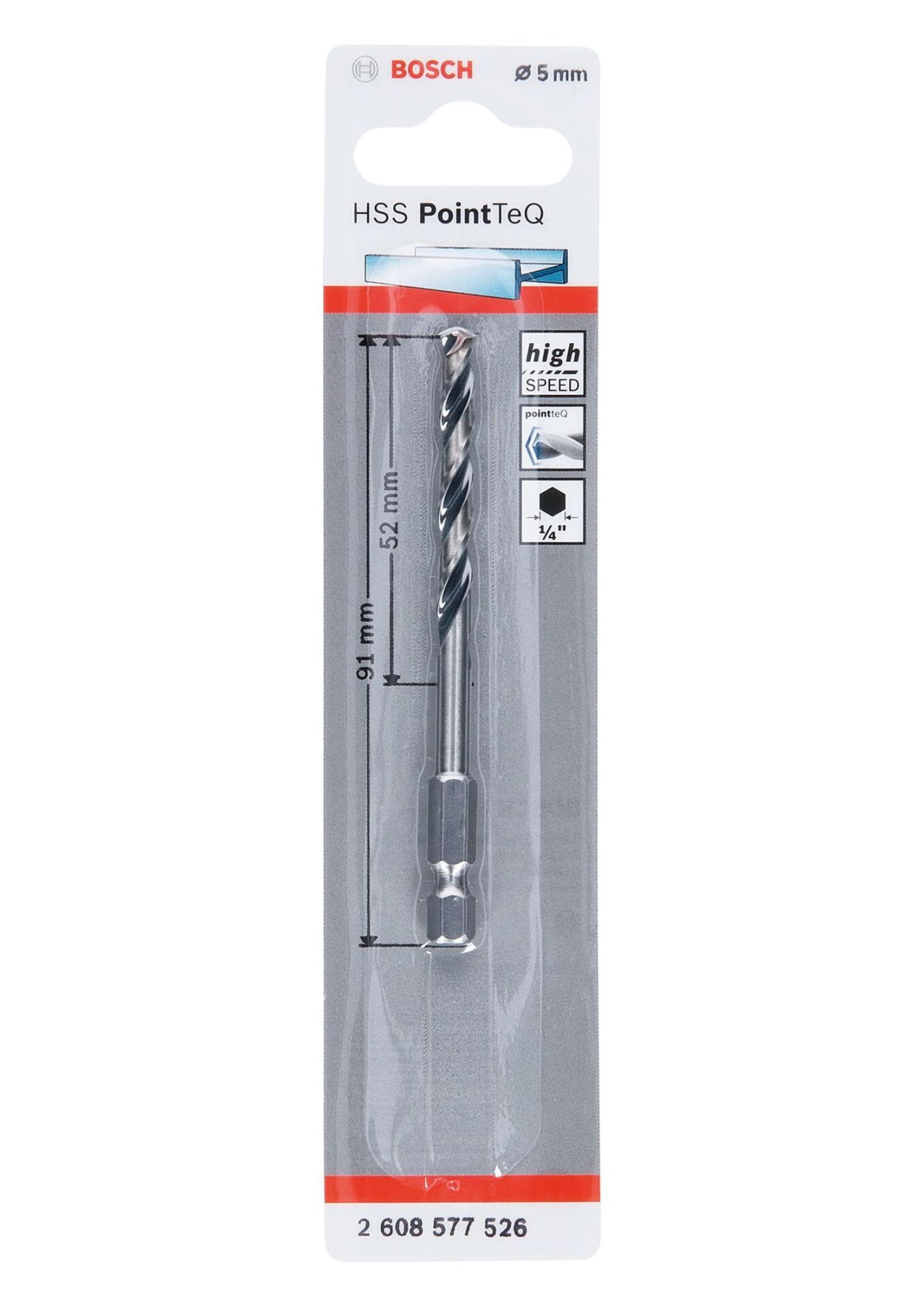 PoinTeQ 5mm 1/4 Adap. Metal Matkap Ucu 1'li 2608577526 Bosch