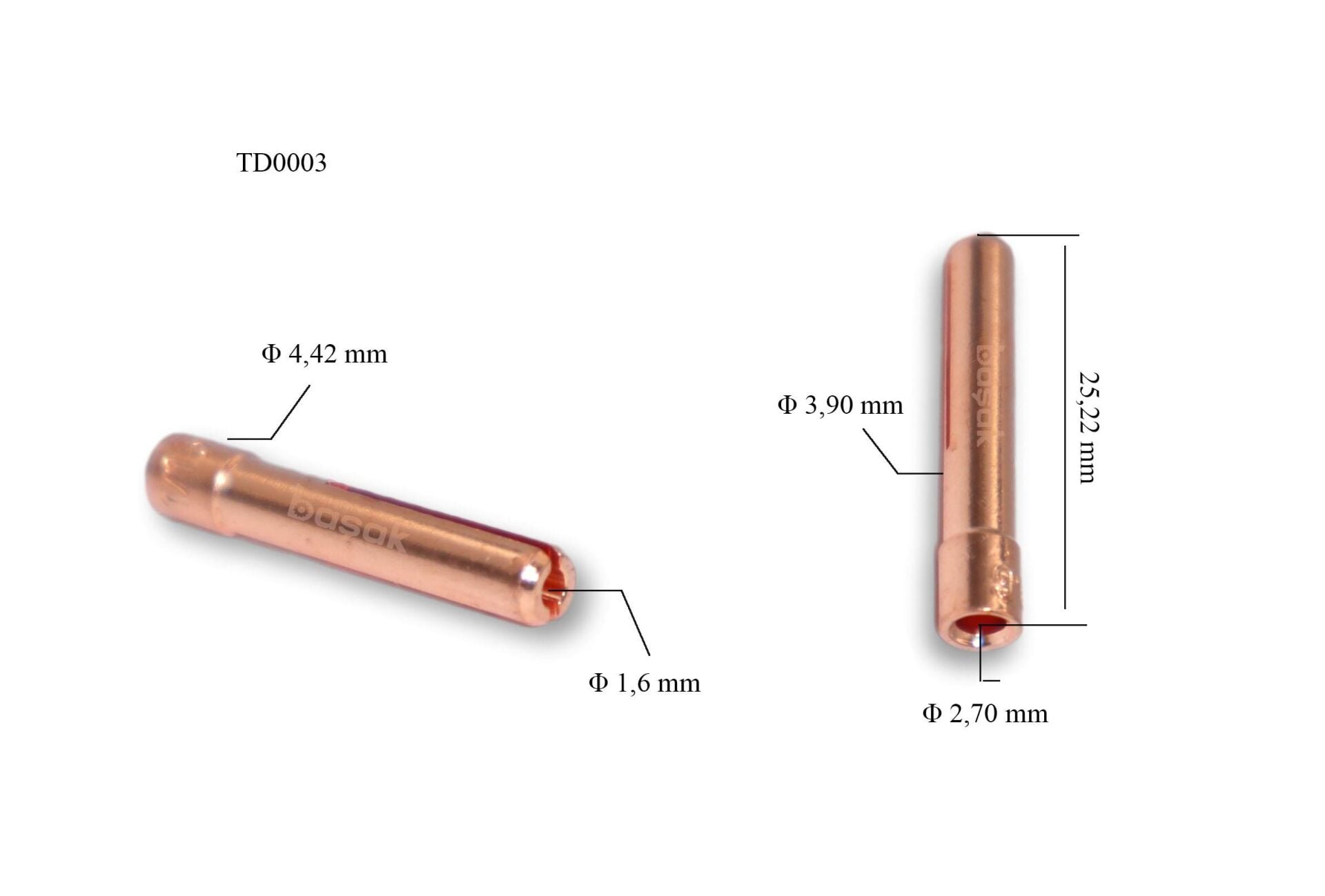 TD0003-16 1,6 mm Fındık Collet-Pens 13N22 Tig 9-20 Trafimet