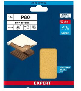 Bosch Expert C470 115 x 107 mm 80 kum 6 Delik 10'lu Zımpara Kağıdı 2608900892