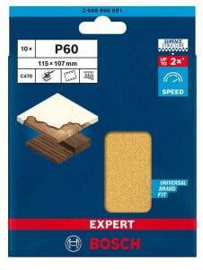 Bosch Expert C470 115 x 107 mm 60 kum 6 Delik 10'lu Zımpara Kağıdı 2608900891