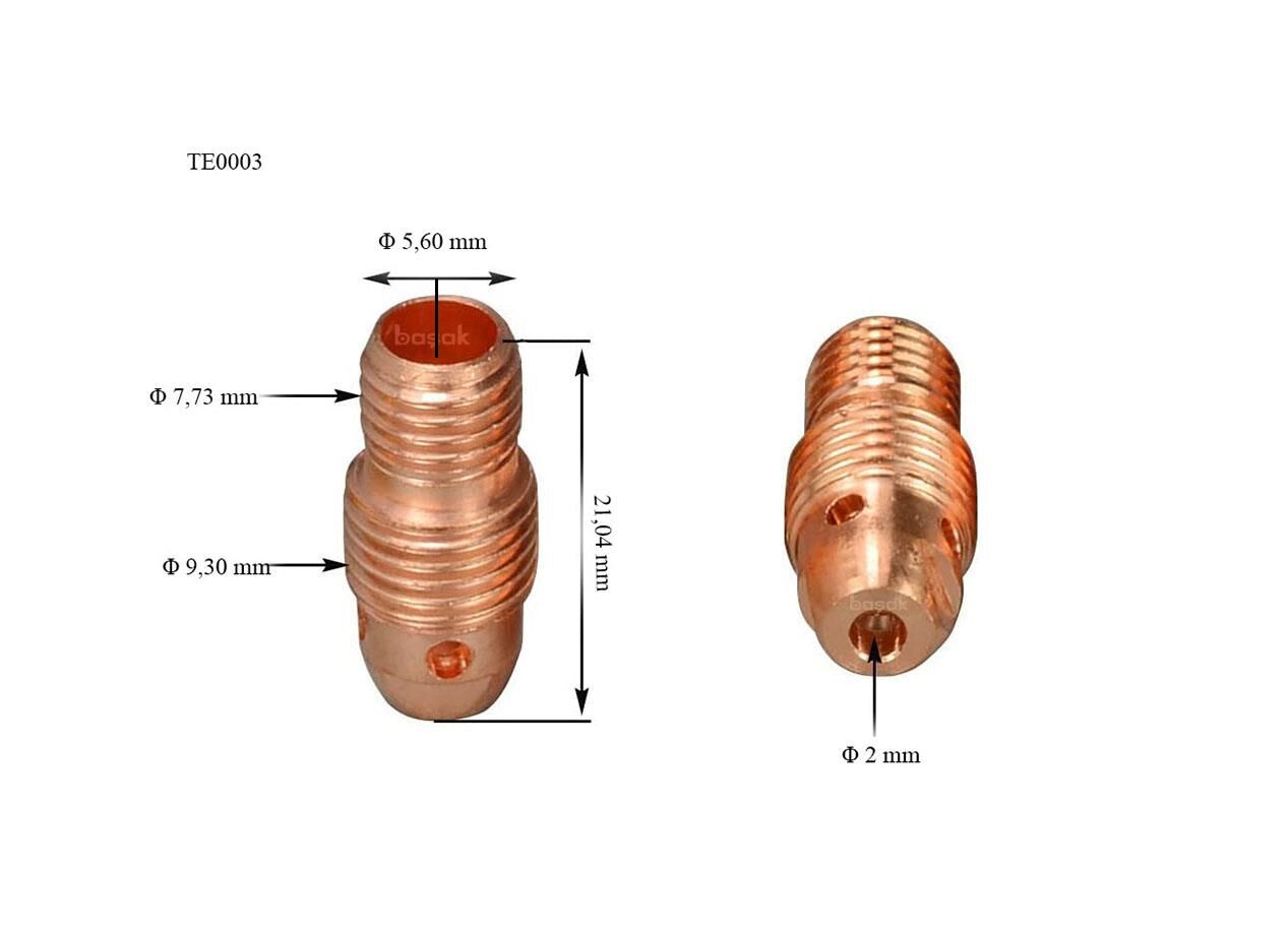 TE0003/20 2,0 mm Fındık Tig Collet Body-Süzgeç Trafimet