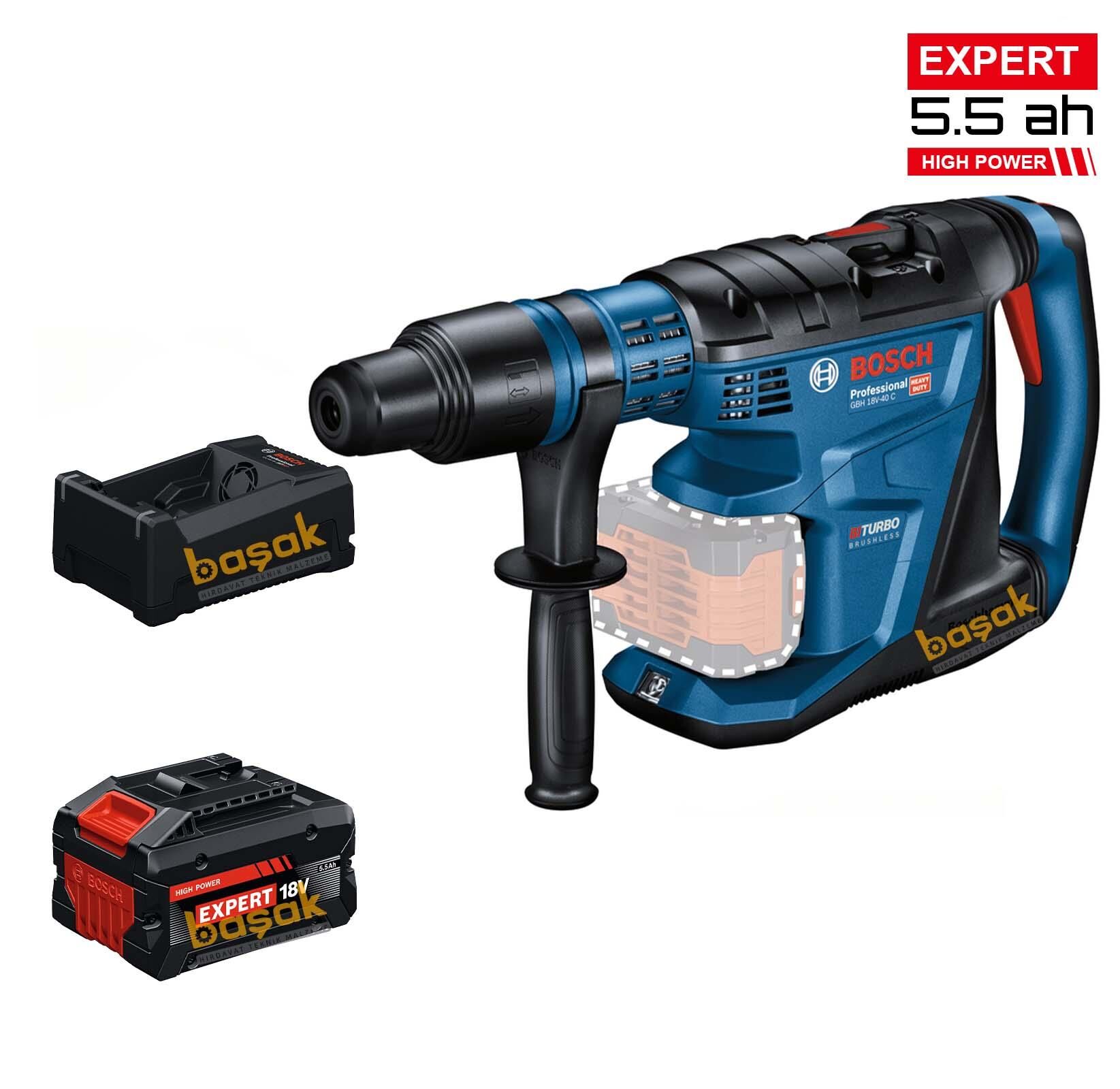 Bosch GBH 18V-40 C 1x5,5 Ah Expert Akülü Sds-Max Kırıcı Delici Hilti