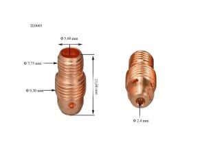 TE0003/24 2,4 mm Fındık Tig Collet Body-Süzgeç 13N28 Trafimet