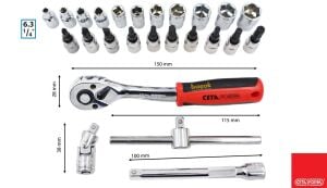Ceta Form 4-13 mm 1/4” Lokma Takımı Pratik Çantalı 25 Parça C00-25RH4