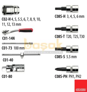Ceta Form 4-13 mm 1/4” Lokma Takımı Pratik Çantalı 25 Parça C00-25RH4