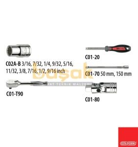 Ceta Form 1/4'' İnç Sae Lokma Takımı 15 Parça 12 köşe C00A-15PBT