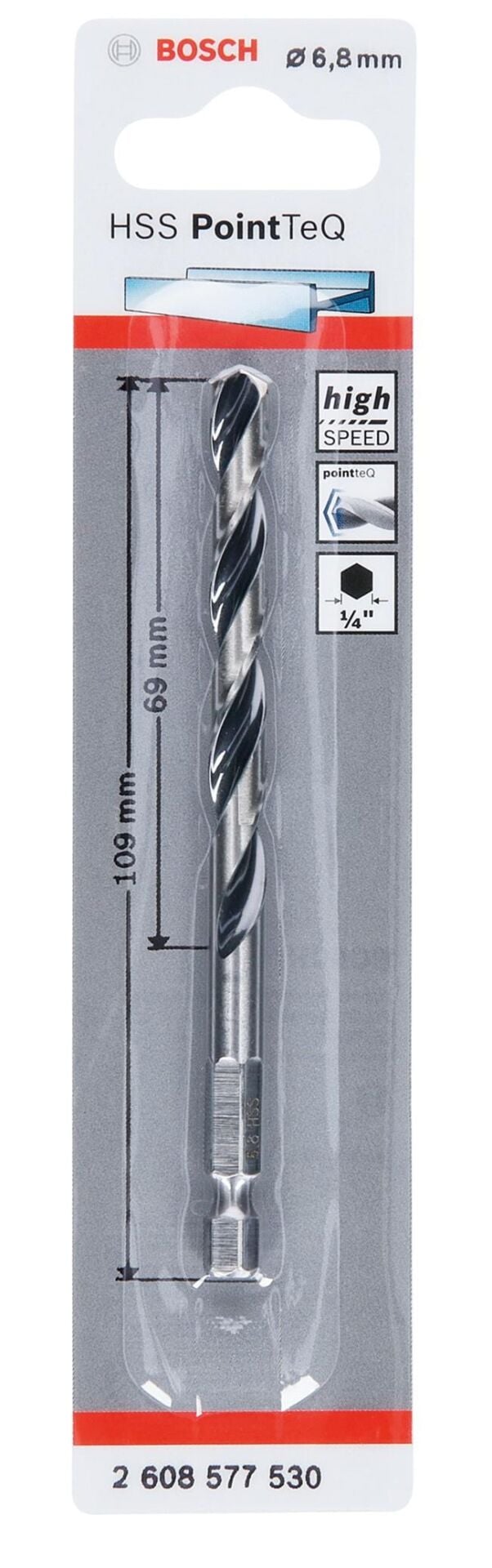 PoinTeQ 6.8mm 1/4 Adap. Metal Matkap Ucu 1'li 2608577530 Bosch