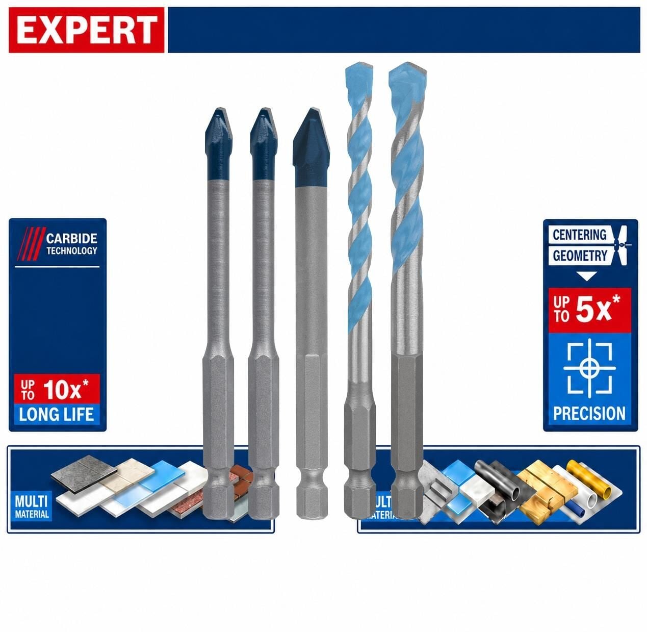 Bosch Expert HEX-9 5'li Seramik ve Çok Amaçlı Matkap Ucu Seti 2608902314